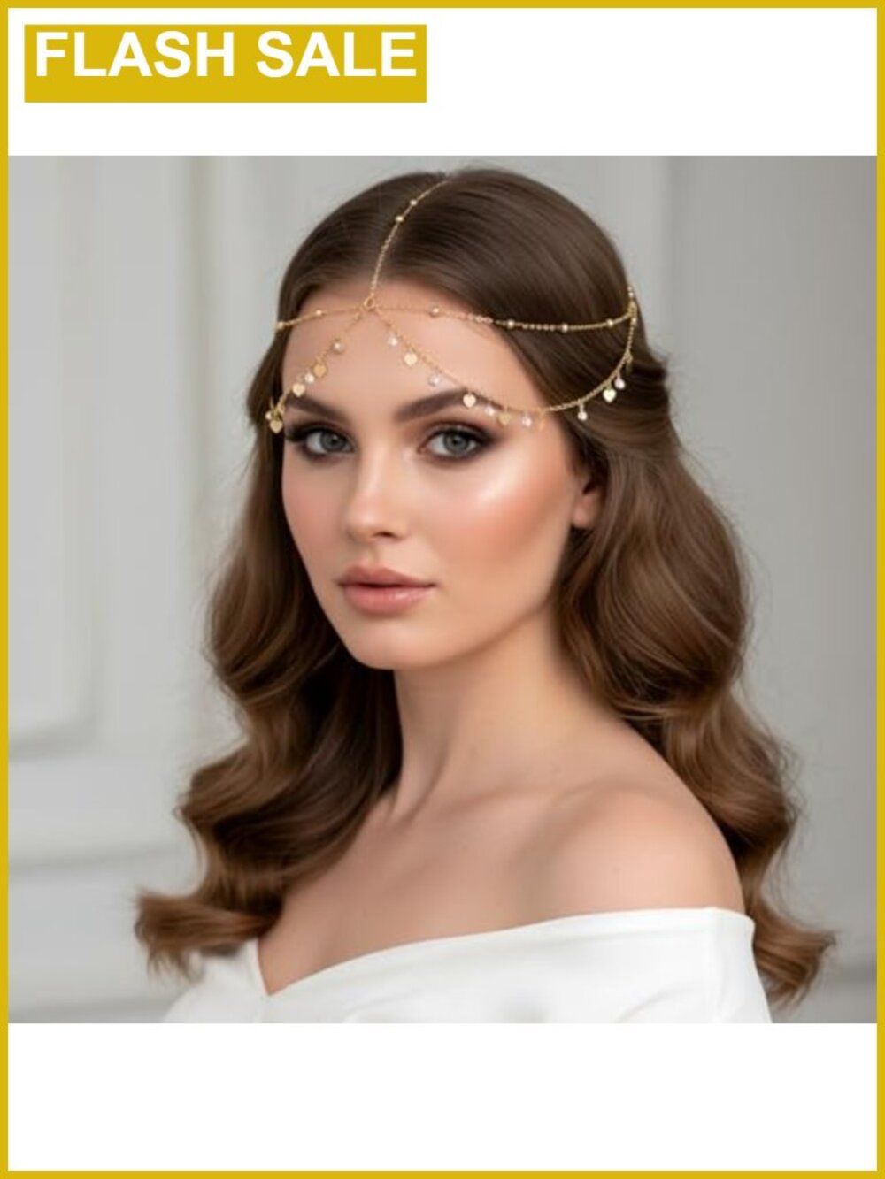 Rhinestone Sequin Gold Head Chain Egyptian Boho Hair Accessory Bridal Festival